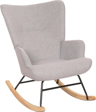 Hhg Nunca Usado] Mecedora Hhg 728, Mecedora Sill&oacute;n Reclinable Sill&oacute;n Tv, Madera Maciza Metal Tela/textil 320g/m&sup2;, Gris Claro
