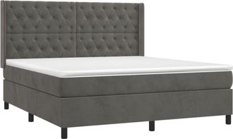 vidaXL Vidaxl - Cama Box Spring Con Colch&oacute;n Terciopelo Gris Oscuro 160x200 Cm