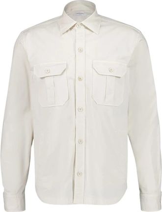 Boglioli Witte Katoenen Overshirt met Zakken - Heren - Zomerjassen - Wit - XL - Katoen - Jassen