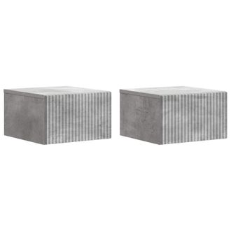 vidaXL Mesita De Noche De Pared 2 Pcs Gris Hormig&oacute;n 33 X 34,5 X 20 Cm Vidaxl