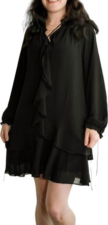 THML Clothing Long Sleeve Flutter Dress In Black