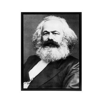 Artery8 Portrait Photo Political Theorist Karl Marx Framed Canvas Wall Art Print in Grey | Size: W24 x H32