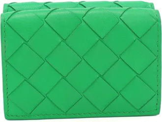Bottega Veneta Green Leather Wallet (Tri-Fold) (Pre-Owned)
