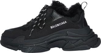 Balenciaga Triple S Sneaker Faux Fur Black 668563W3CQ51000