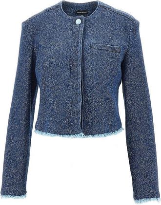Emporio Armani Buttoned denim cropped jacket Woman 42