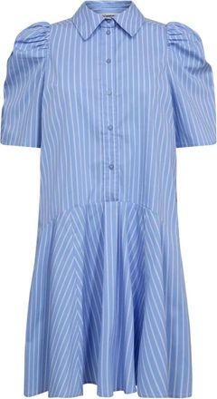 Co'Couture Kleedjes, Dames, Blauw, M, Blauw Gestreepte Overhemdjurk