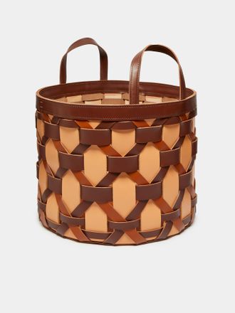 Rabitti 1969 Palu Woven Leather Low Basket