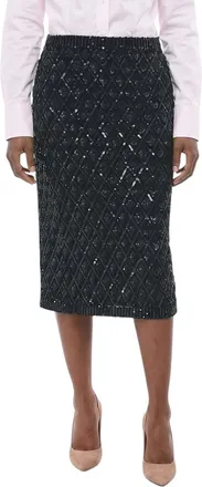Parosh Black Embellished Midi Skirt
