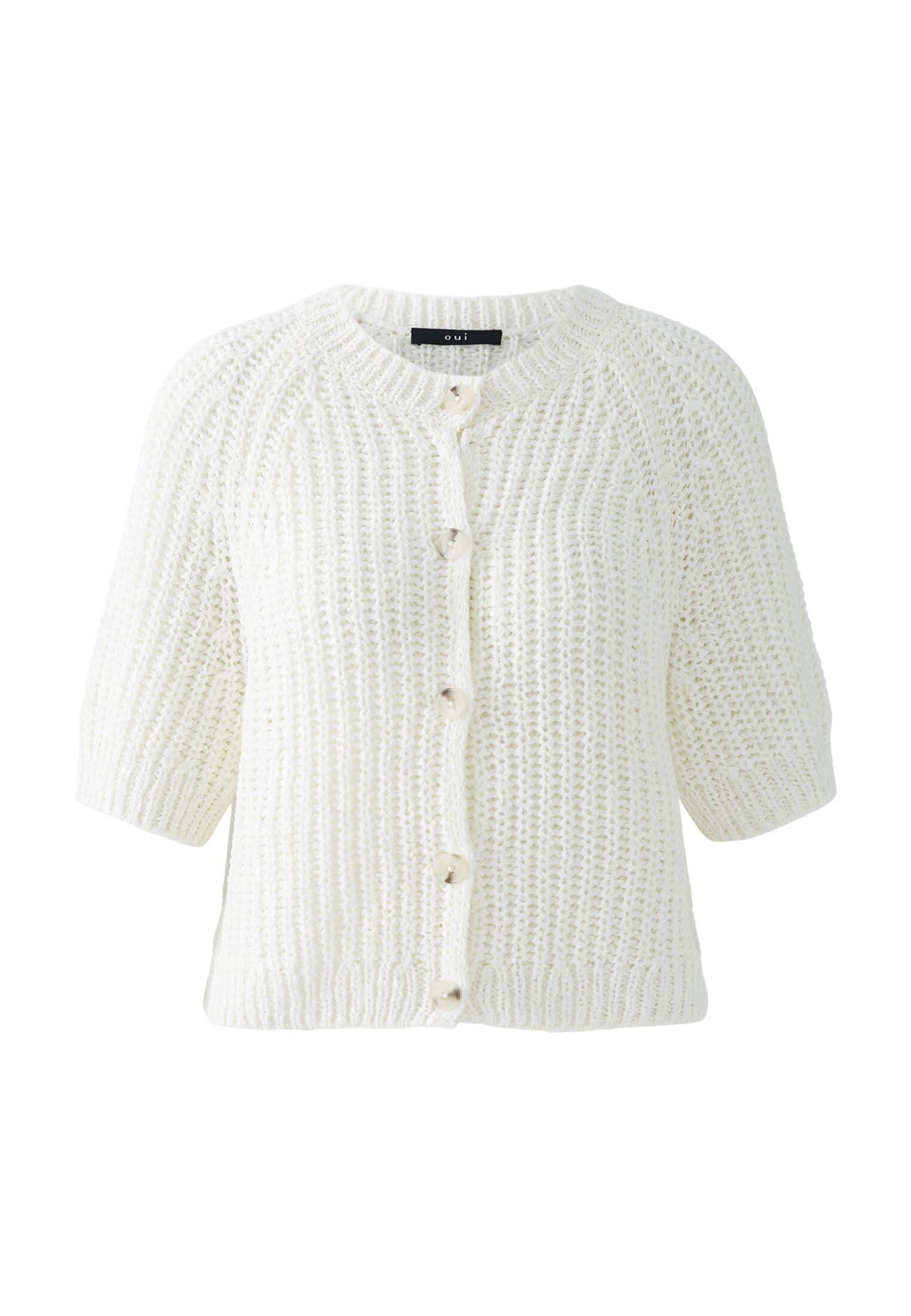 Oui Damen Strickjacke Lässig Geschnitten - Uni Farbe Mit V-Ausschnitt
