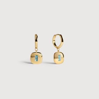 Monica Vinader Gold Gemdrop Small Hoop Earrings Blue Topaz