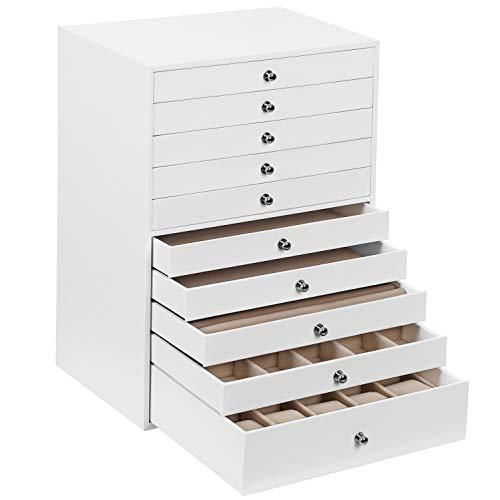 Songmics Schmuckkstchen, 10 Ebenen, Schmuckkasten mit Schubladen,  Schmuckaufbewahrung gerumig, Schmuckschatulle modern, Geschenkidee,  wolkenwei JBC10W, Wei ab 47,99  - auf Stylight