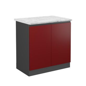 Vicco Armario Bajo Para Fregadero R-line, Rojo, 80 Cm Et M&aacute;rmol