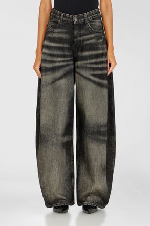 Diesel Relaxed Jeans High Waist 1987 D-Khelz, Black/Dark grey, Button fly