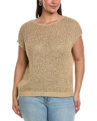 Lafayette 148 New York Plus Open Stitch Bateau Neck Silk-Blend Sweater