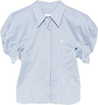 Vivienne Westwood Blue Striped Gathered Sleeve Button Top