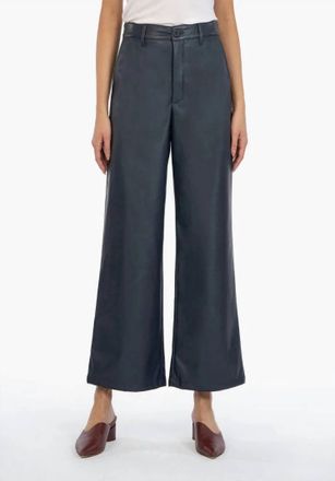 Kut from the Kloth Aubrielle High Rise Wide Leg Coated Trouser In Navy