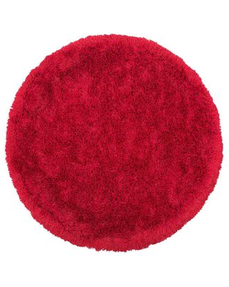 Beliani Alfombra de pelo largo de tejido rojo 140x140cm
