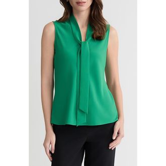 Kasper Sleeveless Tie Front Top in Lush Green at Nordstrom, Size X-Large P