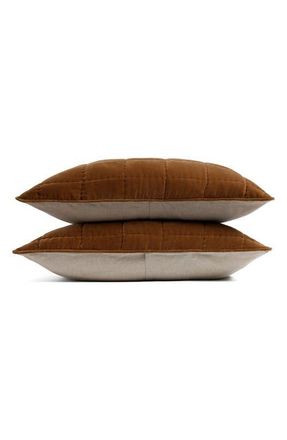 Parachute Set of 2 Hand Stitched Velveteen Pillow Shams in Tobacco at Nordstrom, Size Standard