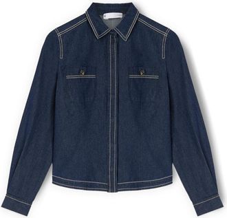 Motivi Denim Shirt met Zakken - Dames - Spijkeroverhemden - Blauw - 2XS - Denim - Overhemden