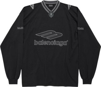 Balenciaga 3B Football Long Sleeve V-neck T-shirt Black Anthracite 857085TTVQ61066