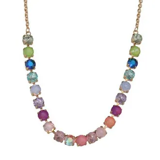 Juicy Couture Womens Tennis Necklace with 8MM Multicolor Crystals, 16+2 Gold Tone-Plated Tennis Jewelry in Multicolored at Nordstrom