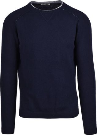 Wool & Co Gebreide trui - Heren - Ronde hals truien - Blauw - M - Wol - Truien & Vesten