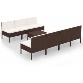 vidaXL 8 Pcs Garden Lounge Set Con Coj&iacute;n Mimbre Pe Brown