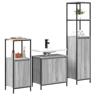 Berkfield Home Modern 3 Piece Bathroom Furniture Set in Grey Sonoma Engineered Wood