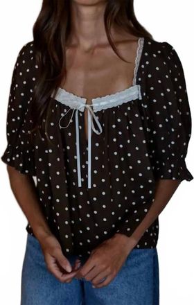 Mint Danielle Polka Dot Top In Brown