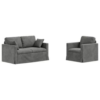 vidaXL Juego De Sof&aacute; 2 Uds. Gris Oscuro Terciopelo Vidaxl