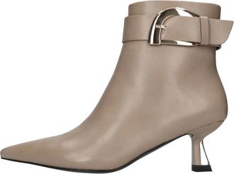 Ex&eacute; M5895-E5040Khaki Enkellaars - Dames - Laarzen met Hak - Beige - 38 EU - Leer - Schoenen