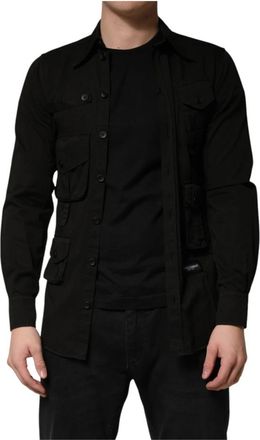 Dolce & Gabbana Button Front Shirt - Heren - Casual Overhemden - Zwart - XS - Katoen - Overhemden