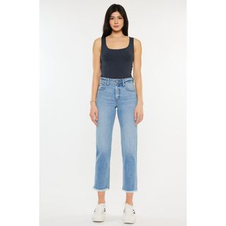 Kancan Nancy Essentials High Rise Slim Straight Leg Jeans in Medium Light Wash at Nordstrom, Size 29