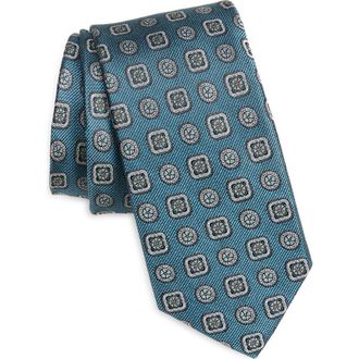 Nordstrom Aguilar Medallion Silk Tie in Aqua at Nordstrom