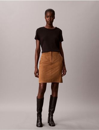 Calvin Klein Womens Soft Sueded Mini Skirt - Brown - 10