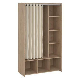 Dmora Dmora - Gran Armario Roselle, Muebles De Dormitorio, Vestidor, Armario De Ropa, 105x48 H180 Cm, Roble Y Beige
