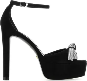 Stuart Weitzman Black Suede Discoplatform Heels