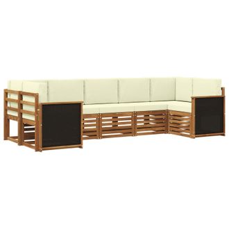 vidaXL Conjunto De Sof&aacute; Seccional Con Coj&iacute;n 6 Pcs Natural Y Crema Vidaxl