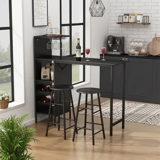 Vicco Set Di Tavoli Da Bar Naila, Nero, 121.5 X 40 Cm Con 2 Sgabelli
