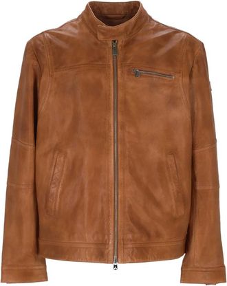 Peuterey Bikerjack - Heren - Leren en Su&egrave;de Jassen - Bruin - S - Leer - Jassen