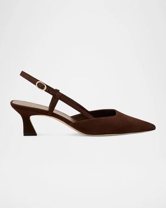Stuart Weitzman 50mm Vinnie Suede Slingback Pumps