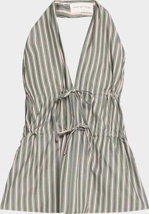 Dries Van Noten Ceana Striped Tie Halter Top