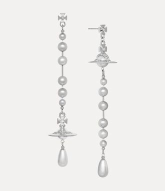Vivienne Westwood Broken Pearl Earrings Platinum-light-grey-pearl-black-diamond-crystal Platinum-light-grey-pearl-black-diamond-crystal Women