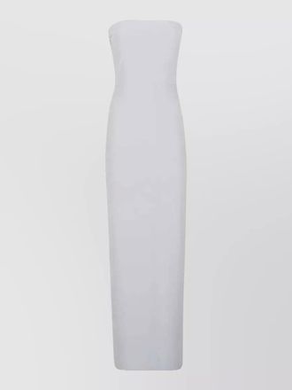 Norma Kamali strapless evening dress long cut slit back