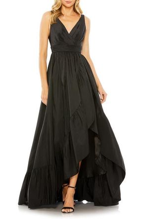 Mac Duggal Sleeveless Taffeta High-Low Ruffle Gown in Black at Nordstrom, Size 6