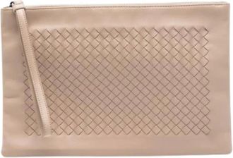 Bottega Veneta Pre-owned Clutches, female, Beige, Size: ONE SIZE Pre-owned Woven Leather Clutch