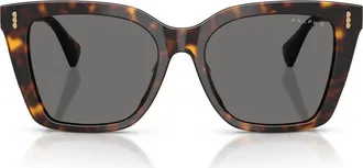 Ralph Lauren RA5349U 53mm Polarized Square Sunglasses in Shiny Dark Havana/polar Grey at Nordstrom