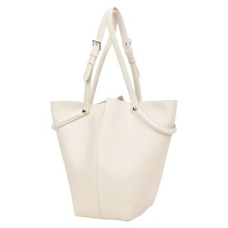 Estro & Luminara Echte Leren Tote Bag - Dames - Tassen - Beige - Maat: ONE Size Leer