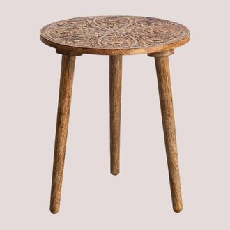 Sklum Sklum - Mesa Auxiliar Redonda En Madera De Mango (&oslash;40 Cm) Nanup